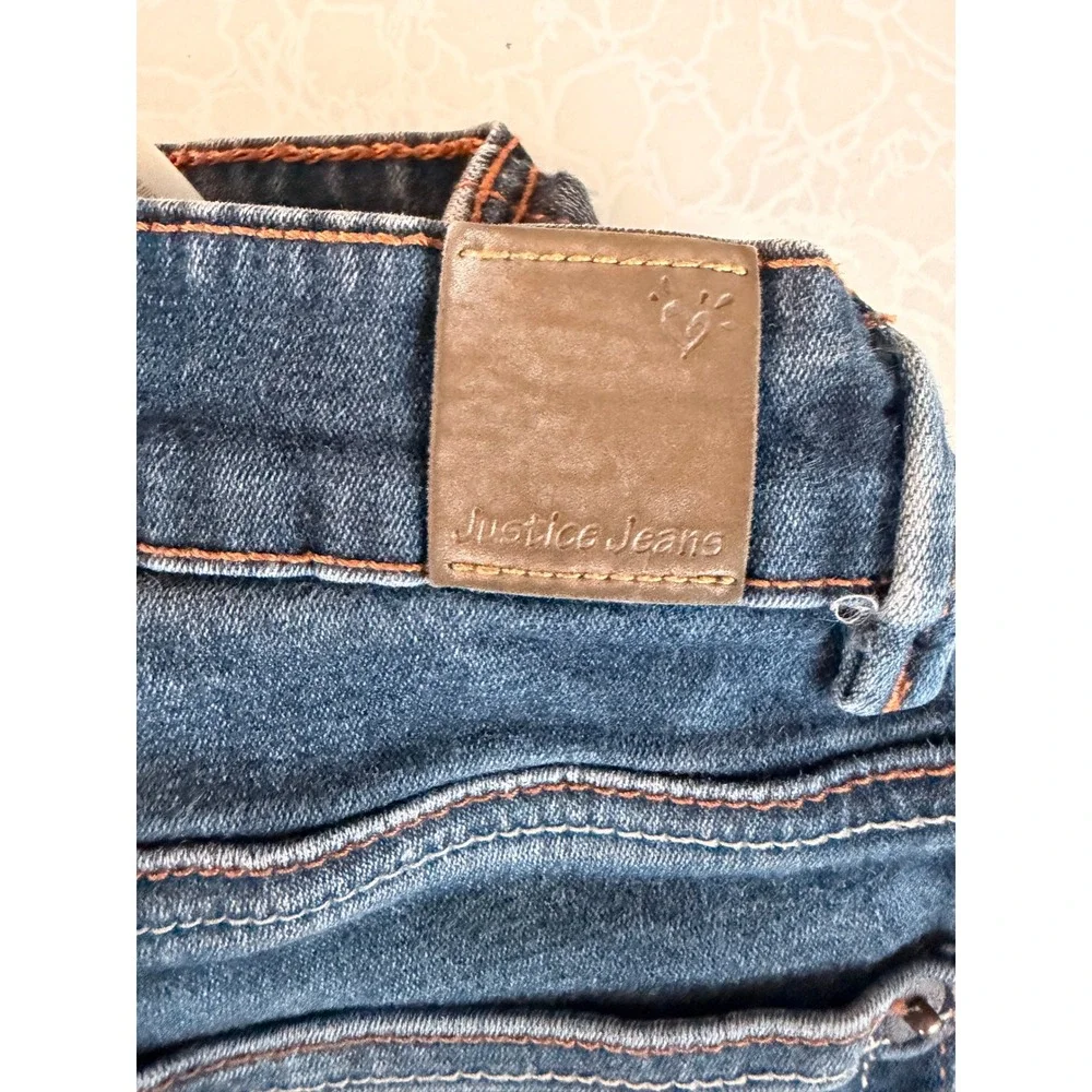 Justice Jeans Girls Size 10 Simply Low Skinny Jeans Dark Wash Blue Denim Stretch